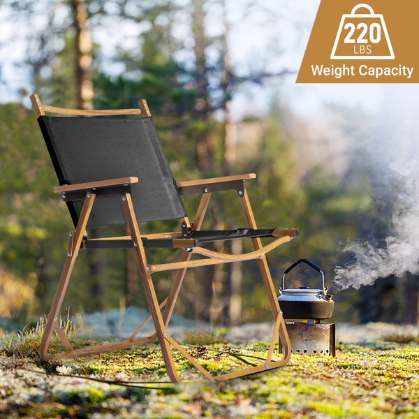  黑色 54.5*58*73.5cm 大号 野营椅 铝制框架 600D黑色牛津布 100kg 仿木纹喷漆 克米特椅 N001-8