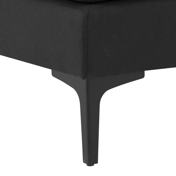  U型 软包扶手 靠背座包拉点 室内组合沙发 木架 铁框 黑色脚 黑色-22