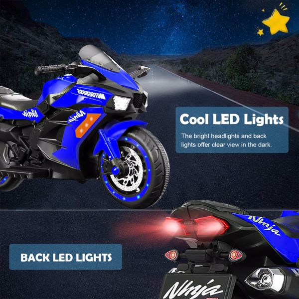12V 电池摩托车，2 轮摩托车儿童可充电骑乘汽车电动车摩托车--蓝色-1