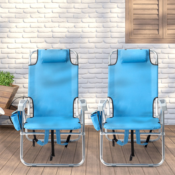  蓝色 沙滩椅 牛津布 银白色铝管 63*70*99cm 100kg 加高款 N001-9