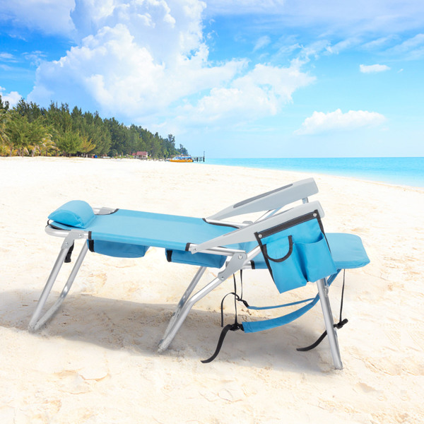  蓝色 沙滩椅 牛津布 银白色铝管 63*70*99cm 100kg 加高款 N001-22