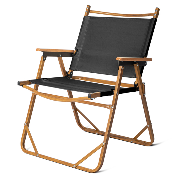  黑色 54.5*58*73.5cm 大号 野营椅 铝制框架 600D黑色牛津布 100kg 仿木纹喷漆 克米特椅 N001-1