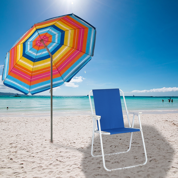  蓝色牛津布 沙滩椅 白色铁框架 52*54.5*75.5cm 100kg N001-21