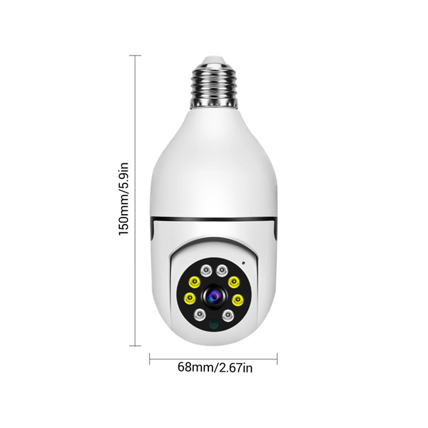 (带磁）200万灯泡式家用无线WiFi高清360全景摄像头 双光 2.4/5G双频(周末不发货)-4