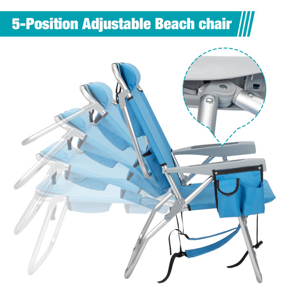  蓝色 沙滩椅 牛津布 银白色铝管 63*70*99cm 100kg 加高款 N001-2