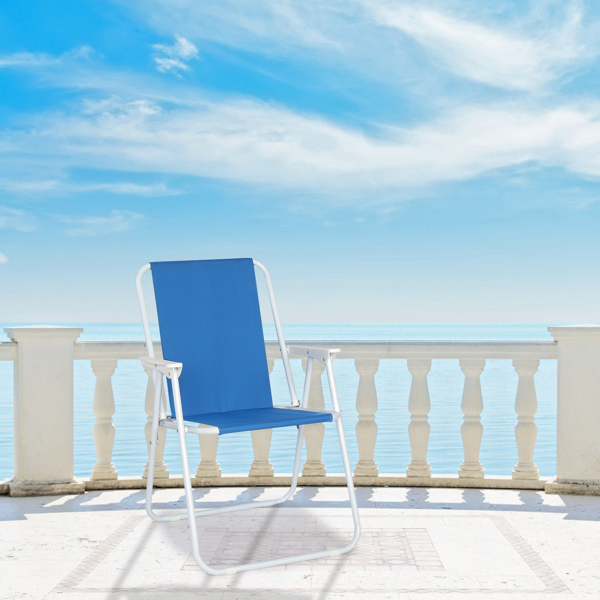  蓝色牛津布 沙滩椅 白色铁框架 52*54.5*75.5cm 100kg N001-38