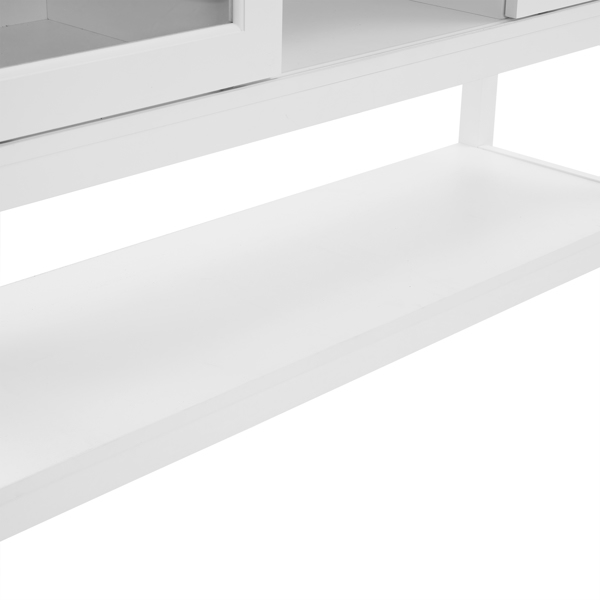 透明推拉双门 双内隔层 带底层储物架 MDF 人造板 餐边柜 120*38*89.2cm 古典白色 N101-12