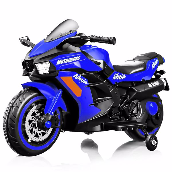 12V 电池摩托车，2 轮摩托车儿童可充电骑乘汽车电动车摩托车--蓝色-3