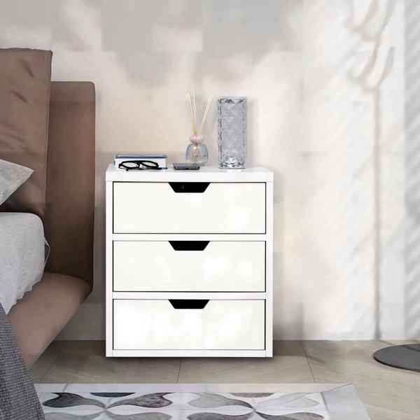 带无线充电站的床头柜、带储物柜和储物抽屉的床头柜，床头柜沙发咖啡桌（白色）-13