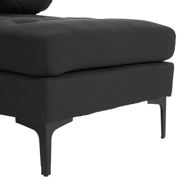  U型 软包扶手 靠背座包拉点 室内组合沙发 木架 铁框 黑色脚 黑色-52