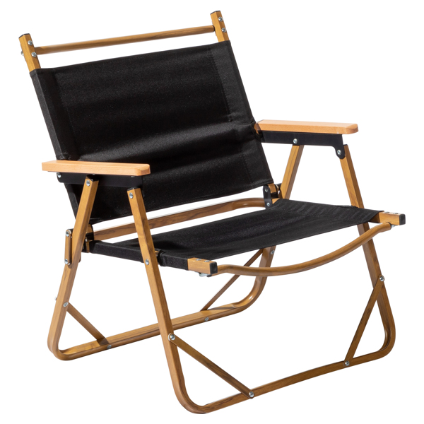  黑色 53*55*61cm 中号 野营椅 铝制框架 600D黑色牛津布 100kg 仿木纹喷漆 克米特椅 N001-74