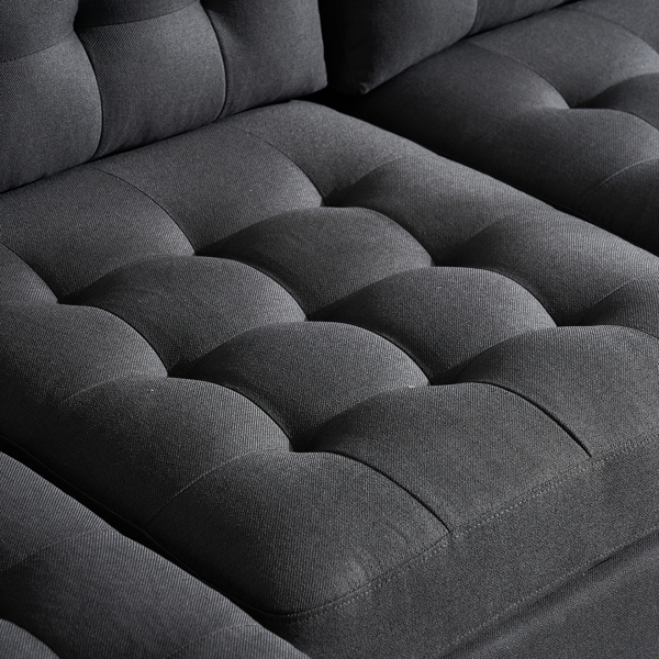  U型 软包扶手 靠背座包拉点 室内组合沙发 木架 铁框 黑色脚 深灰色-32