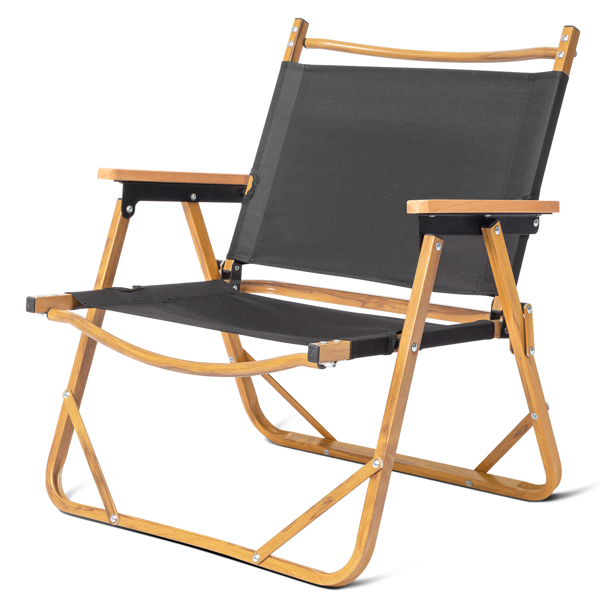  黑色 53*55*61cm 中号 野营椅 铝制框架 600D黑色牛津布 100kg 仿木纹喷漆 克米特椅 N001-1