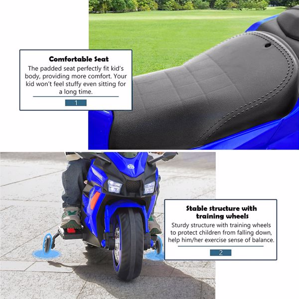 12V 电池摩托车，2 轮摩托车儿童可充电骑乘汽车电动车摩托车--蓝色-9