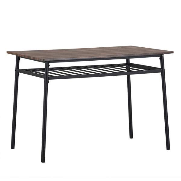  拆装 隔层 P2板 铁 自然色 餐桌椅套装 1桌1凳4椅 长方形 N101-35