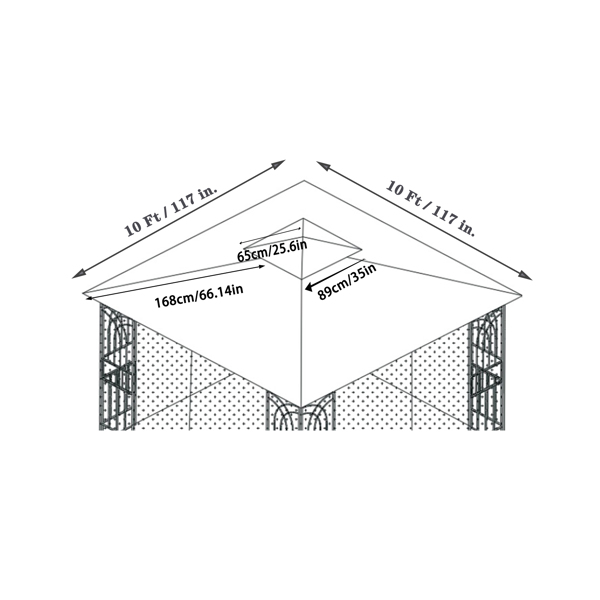 10 × 10英尺双顶凉棚顶布凉亭帐篷替换顶布（棕色）【禁售temu，周末无法发货，谨慎下单】-4