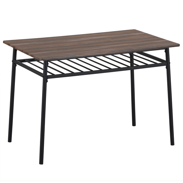  拆装 隔层 P2板 铁 自然色 餐桌椅套装 1桌1凳4椅 长方形 N101-7