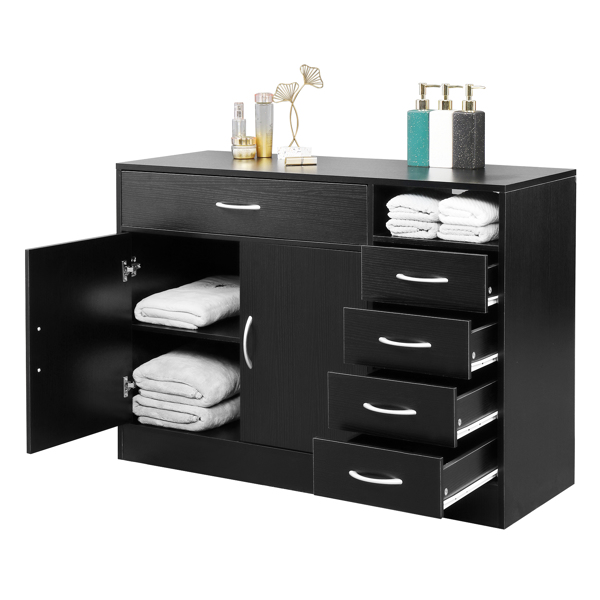  黑色 密度板贴小浮雕三胺面 双门 五抽 浴室立柜 N201-8