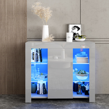 94cm 边柜展示柜带LED灯全灰色