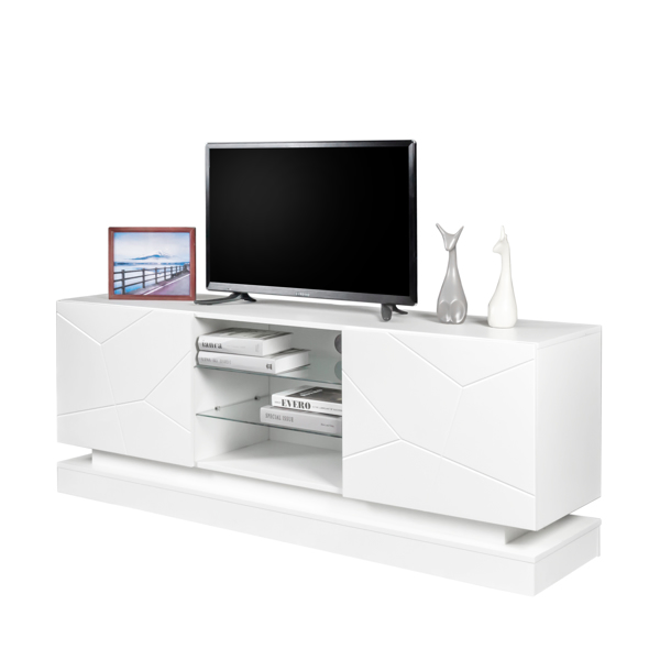  白色 烤漆面 刨花板 双门 电视柜 带LED灯 N001-30