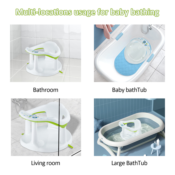 婴儿沐浴椅，婴儿沐浴椅，新生儿沐浴椅浴缸坐垫，6个月及以上儿童沐浴椅(白色)-13