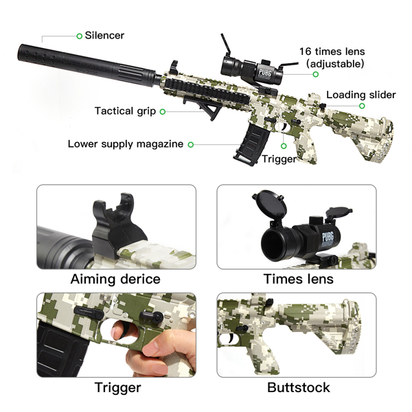 [亚马逊爆款]ASXCFE强烈推荐M416水弹枪 经典款凝胶球冲击波 儿童电动玩具枪 户外庭院活动射击游戏-10