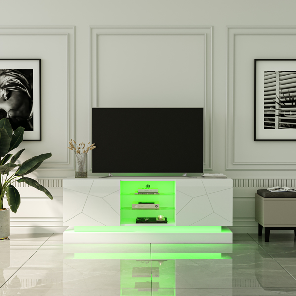  白色 烤漆面 刨花板 双门 电视柜 带LED灯 N001-41