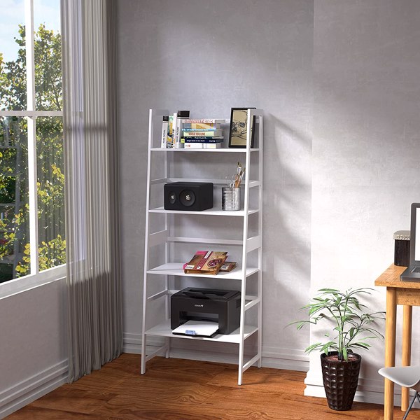 WTZ 书架，白色书架，梯形书架，4 层高书架，适用于卧室、客厅、办公室 MC-801-7
