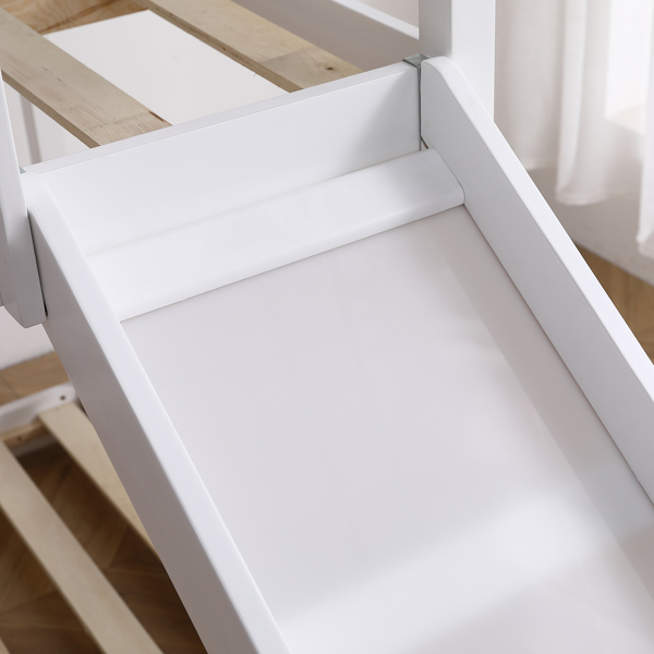  高架横撑护栏 带滑梯 白色 Twin 木床 松木 N101-20