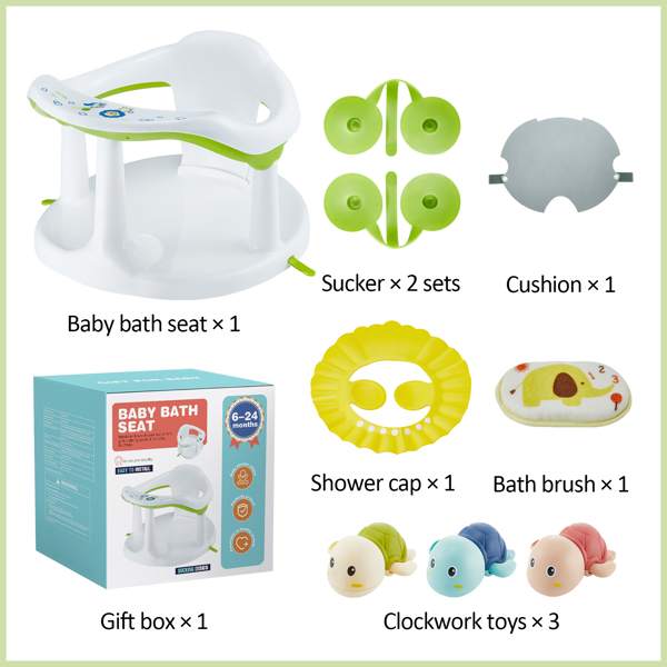 婴儿沐浴椅，婴儿沐浴椅，新生儿沐浴椅浴缸坐垫，6个月及以上儿童沐浴椅(白色)-3