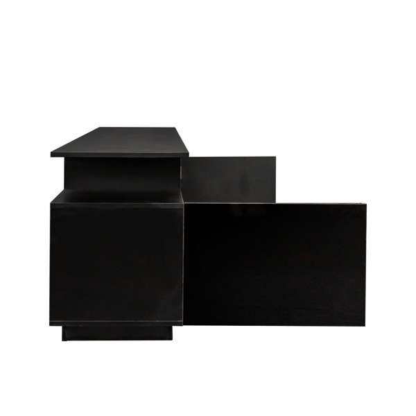  黑色 高亮面 刨花板 两抽 电视柜 带LED灯 可加装壁炉芯 N001-13