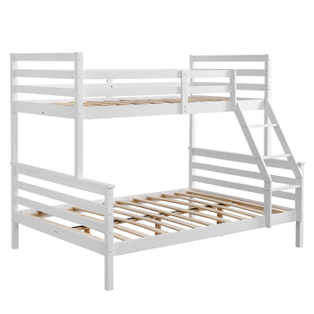  双层子母横撑护栏护栏 斜梯 白色 Twin 木床 松木 可拆分成单层床