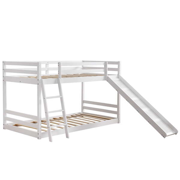  高架横撑护栏 带滑梯 白色 Twin 木床 松木 N101-5