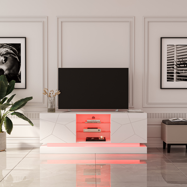  白色 烤漆面 刨花板 双门 电视柜 带LED灯 N001-17