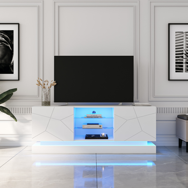  白色 烤漆面 刨花板 双门 电视柜 带LED灯 N001-15