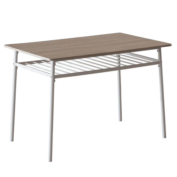  拆装 隔层 P2板 铁 白橡木色 餐桌椅套装 1桌1凳4椅 长方形 N101-7