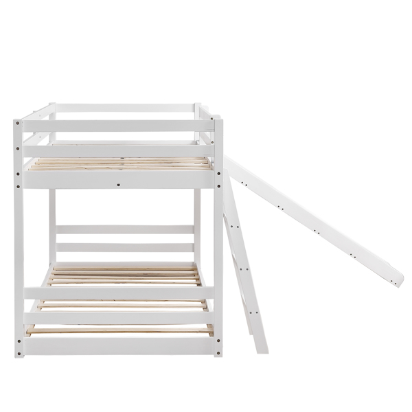  高架横撑护栏 带滑梯 白色 Twin 木床 松木 N101-9