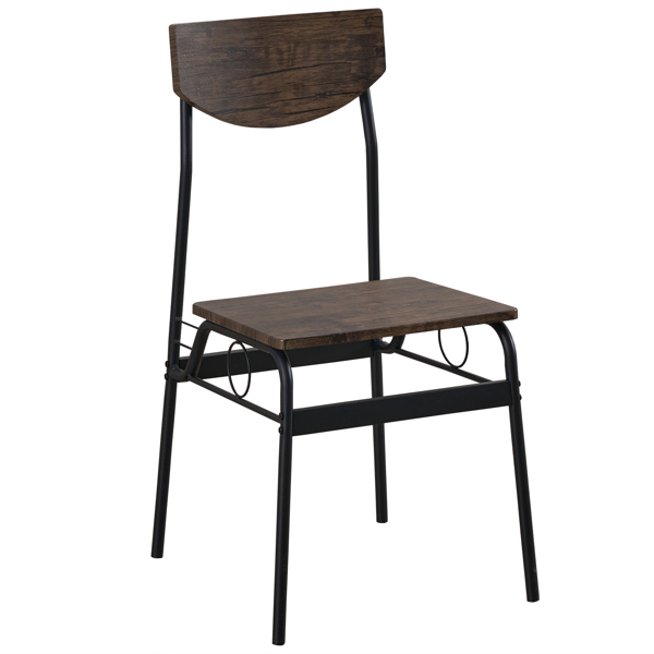  拆装 隔层 P2板 铁 深榆木色 餐桌椅套装 1桌1凳4椅 长方形 N101-11