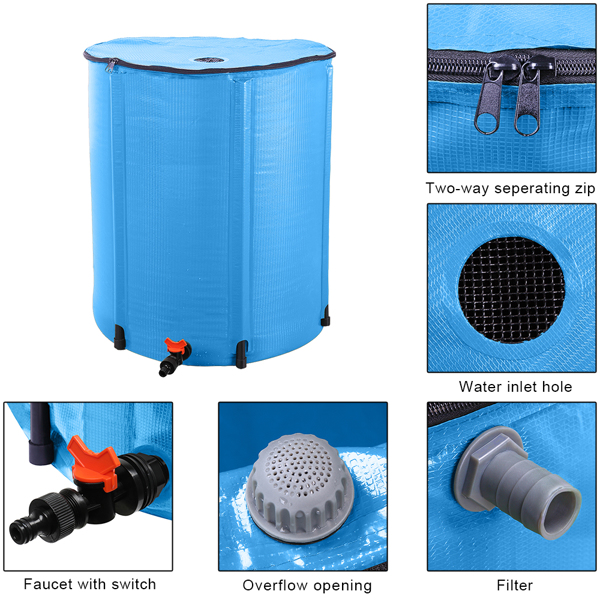  50 Gallon 蓝色 集雨桶 可折叠-28