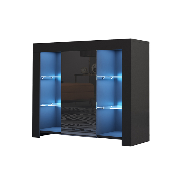 94厘米黑色边柜餐具柜展示柜带RGB LED灯-9