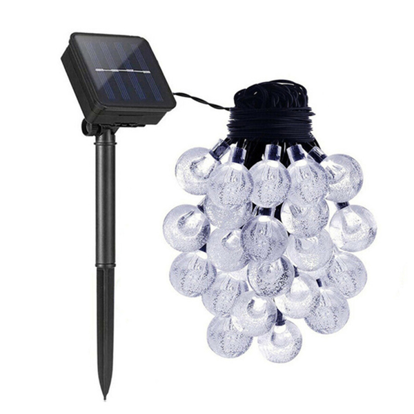 30球6.5米太阳能LED气泡珠圆珠串灯8模式（1.8CM款灯珠）暖白-2