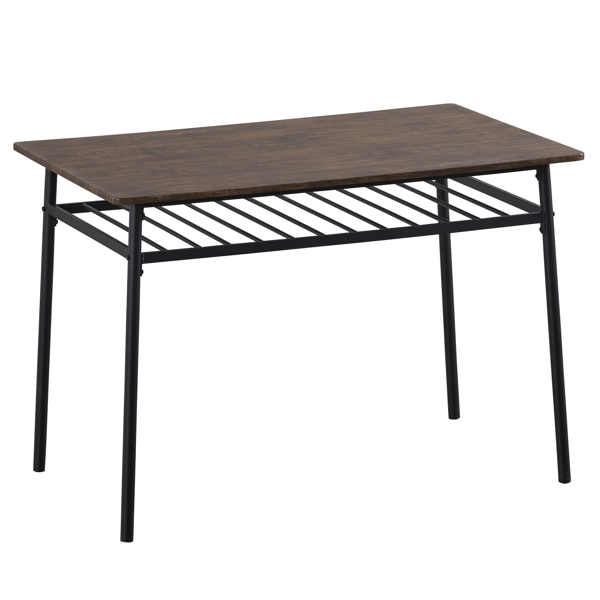  拆装 隔层 P2板 铁 深榆木色 餐桌椅套装 1桌1凳4椅 长方形 N101-16