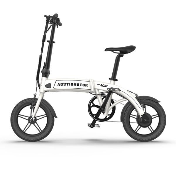 Aostirmotor 14寸电动自行车，350W 7.5Ah/36V电动自行车，轻型成人折叠电动自行车(白色)可拆卸锂电池-9