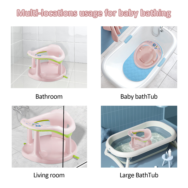 婴儿沐浴椅，婴儿沐浴椅，新生儿沐浴椅浴缸坐垫，6个月及以上儿童沐浴椅(粉色)-7