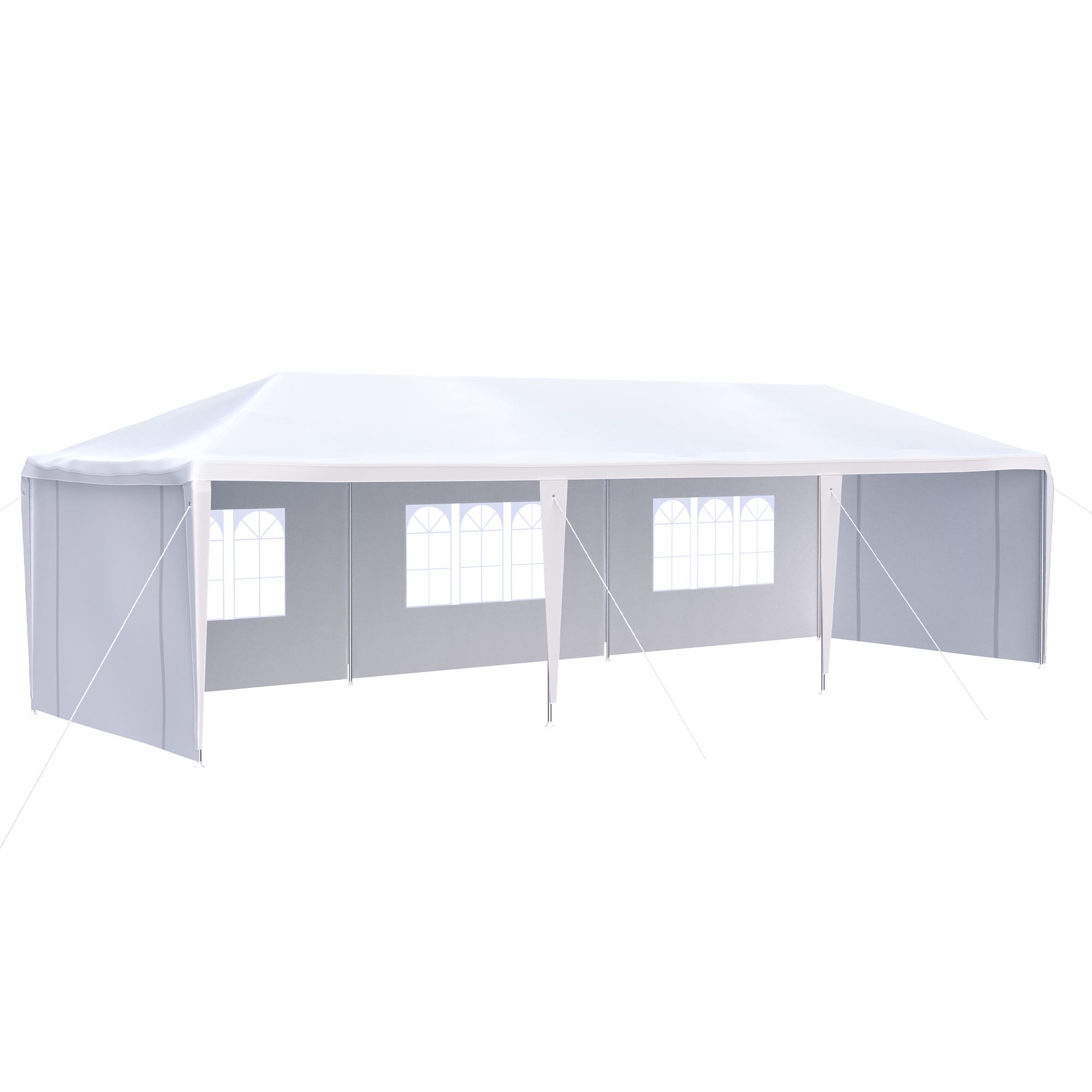 10 x 30 FT Garden Party Event Tent for Gatheration, Outdoor Gazebo Capony with 5 Sidewalls, White