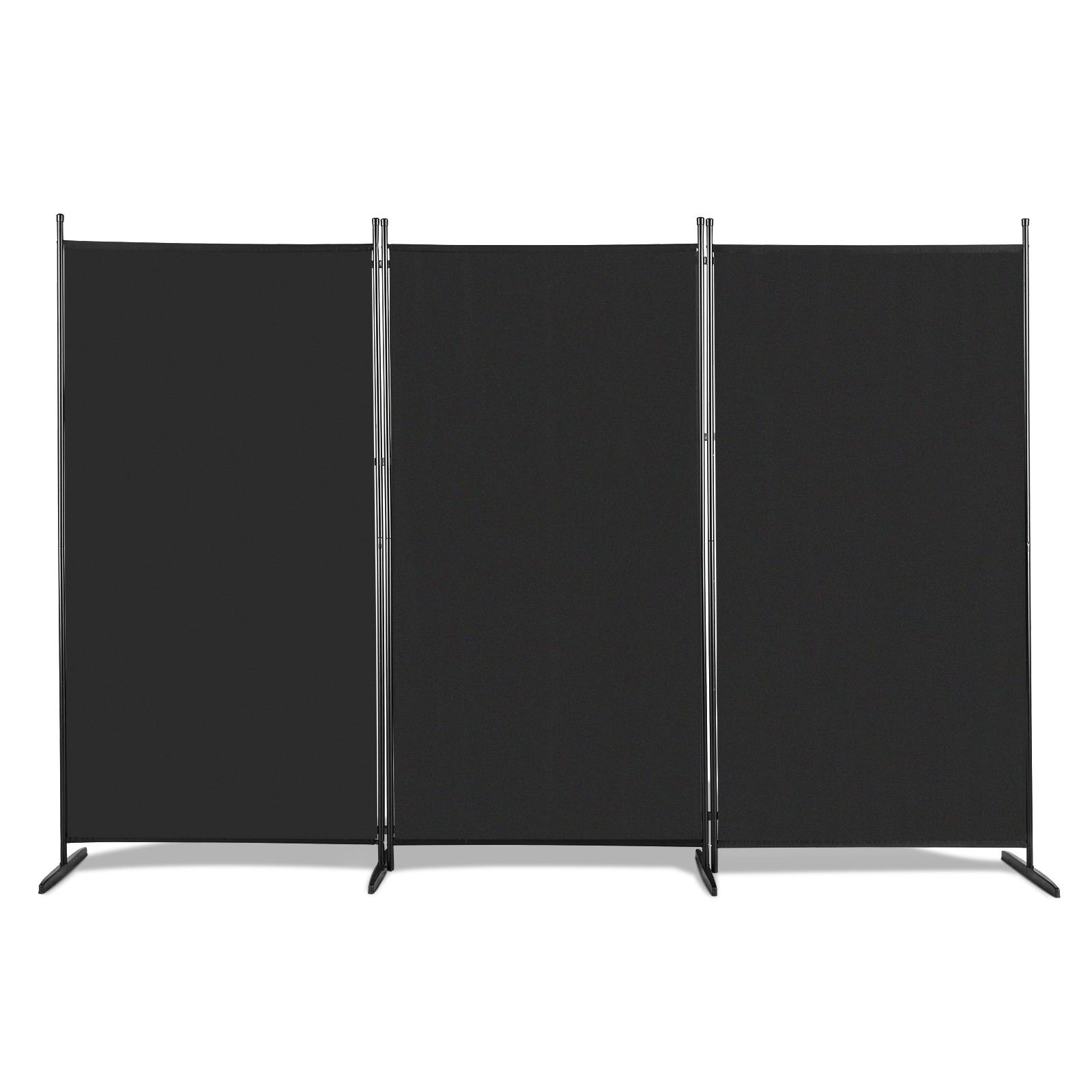 6FT Trifold 160g Polyester Fabric Plastic Foot Carbon Steel Frame Foldable Screen Black