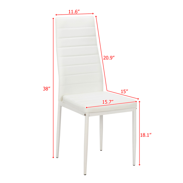4pcs 高靠背横线餐椅 白色 + 简易餐桌玻璃桌面120*70*75CM 白色 餐桌椅套装（替换编码：76402543）-20
