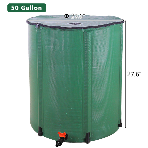  50Gallon 绿色 PVC 集雨桶 60*60*70cm 圆柱形 庭院 欧洲 N001-3