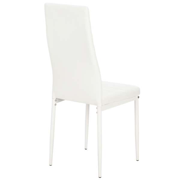 4pcs 高靠背横线餐椅 白色 + 简易餐桌玻璃桌面120*70*75CM 白色 餐桌椅套装（替换编码：76402543）-12