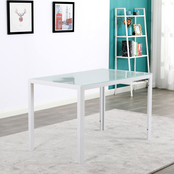 4pcs 高靠背横线餐椅 白色 + 简易餐桌玻璃桌面120*70*75CM 白色 餐桌椅套装（替换编码：76402543）-8